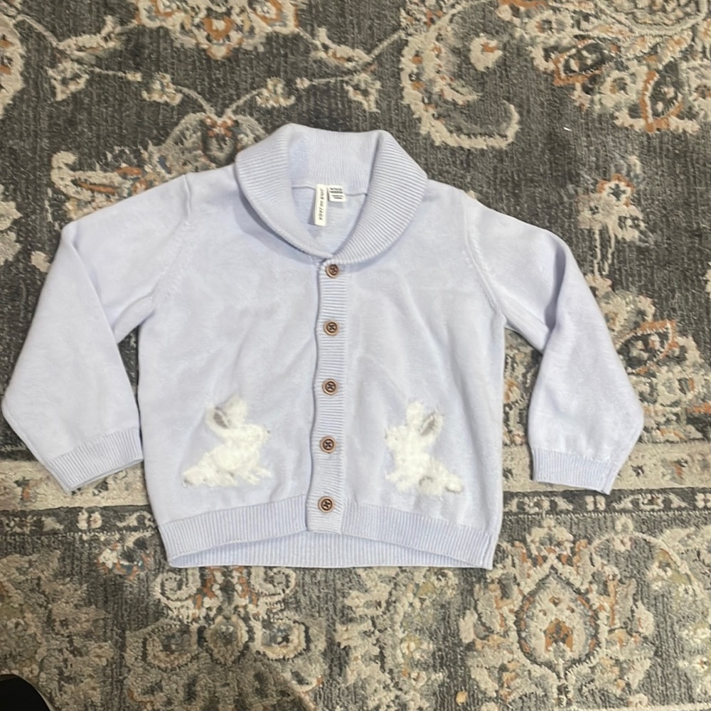 Janie and Jack 18-24m Botton down Easter Bunny sweater for baby boy